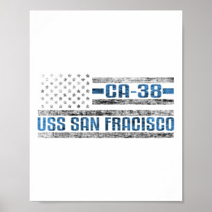 Poster Uss San Francisco World War Cruiser Ca-38 Us Army