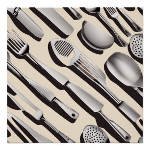 Poster Ustensile de cuisine thème papier enveloppement