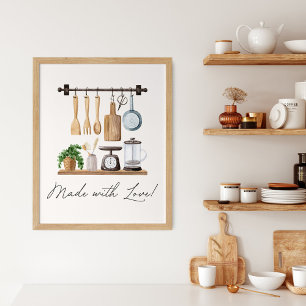 Poster Ustensiles de cuisine à l'aquarelle Citation de cu