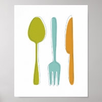 Ustensiles de cuisine colorés Milieu du siècle Mur