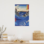 Poster Utagawa Hiroshige, Brise de mer sauvage sur les ro (Kitchen)