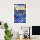 Poster Utagawa Hiroshige, Brise de mer sauvage sur les ro (Home Office)