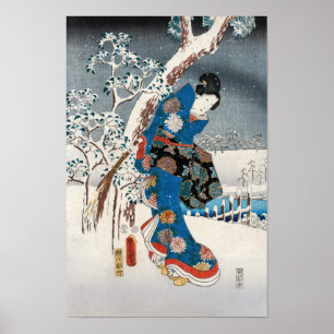 Poster Utagawa Hiroshige - Conte de Genji, Femme élégante