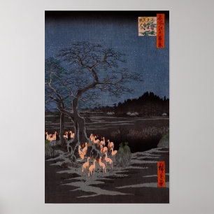 Poster Utagawa Hiroshige - Le réveillon du Nouvel An tire