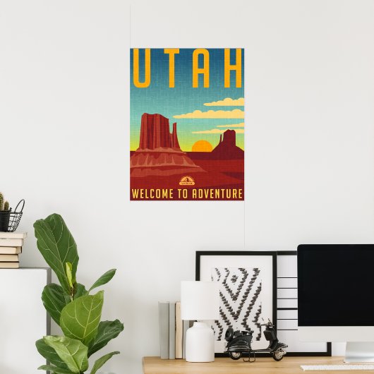 Poster Utah Adventure - Conception Vintage (Bureau à domicile)