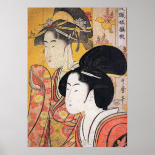Poster Utamaro Deux Beautés avec Bambou