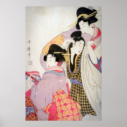 Poster Utamaro Geishas avec Tipsy Client (Devant)