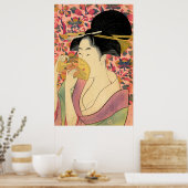 Poster Utamaro : Kushi (comb). (Cuisine)