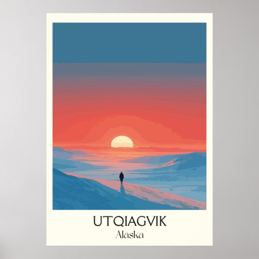 Poster Utqiagvik Alaska Arctic Sunset Landscape (Devant)