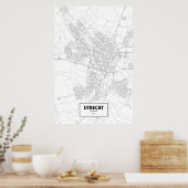 Poster Utrecht, Pays-Bas (noir sur blanc) (Cuisine)