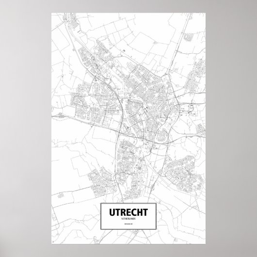 Poster Utrecht, Pays-Bas (noir sur blanc) (Devant)