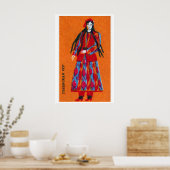 Poster Uzbek Woman Matchbox Art Print, Vintage Folk Art (Cuisine)