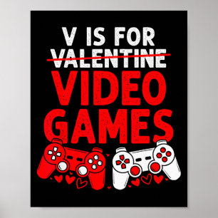 Poster V est pour la Saint-Valentin des jeux vidéo drôle