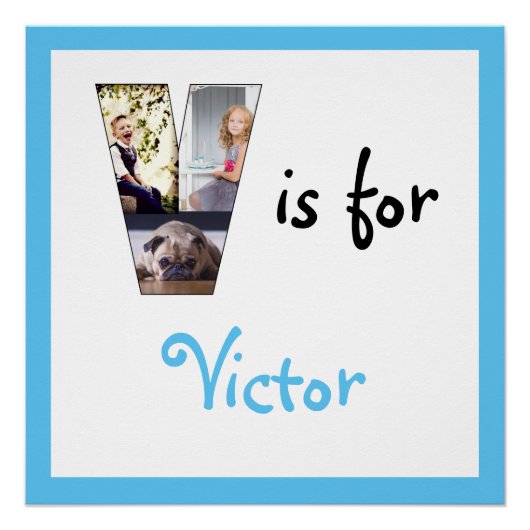 Poster V est pour Nom Photo Bleue (Devant)