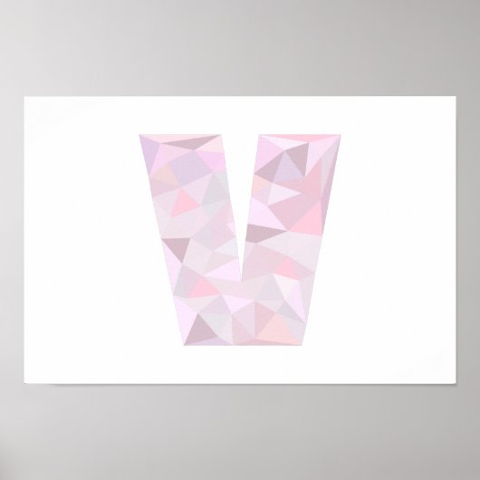 Poster V - Triangles Poly Faible - Gris Violet Rose Neutr (Devant)