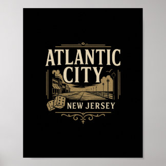 Poster Vacances à Atlantic City New Jersey Casino Jeux de