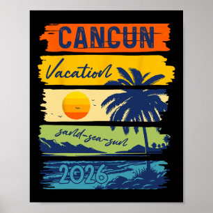 Poster Vacances à Cancun 2026 Mer Sable Plage Voyage d'ét