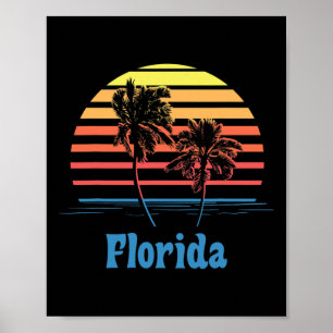 Poster Vacances à la plage aux palmiers au coucher du sol
