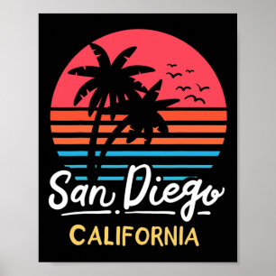 Poster Vacances à la plage de San Diego Californie Vintag