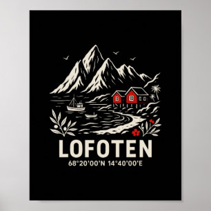 Poster Vacances à la plage des îles Lofoten Norvège