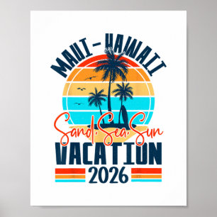 Poster Vacances à Maui Hawaï 2026 Souvenir de famille ass