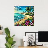 Poster Vacances Aloha Océan Tropical (Bureau à domicile)