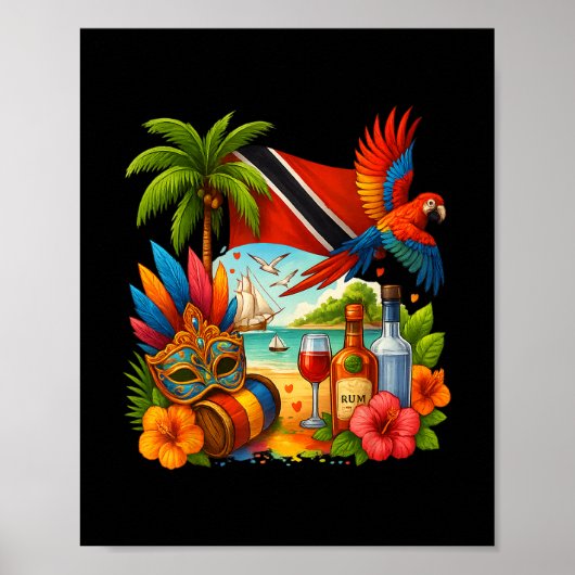 Poster Vacances Caraïbes Trinité-et-Tobago Drapeau de la (Devant)