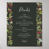 Poster Vacances Chic Botanique | Menu Boissons Vert foncé (Devant)