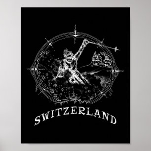 Poster Vacances de ski en Suisse vintage neige