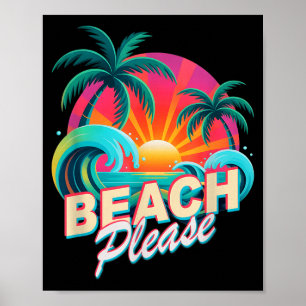 Poster Vacances de surf de voyage de plage vintage quoi d