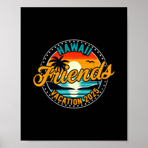 Poster Vacances d'été 2025 des amis d'Hawaï vintage