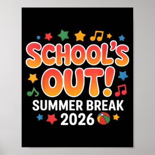 Poster Vacances d'été 2026 Dernier jour d'école Enfants