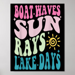 Poster Vacances d'été Bateau Vague Rayons de soleil Y a r