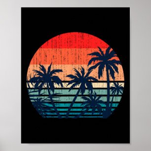 Poster Vacances d'été Plage Palmiers Rétro Tropical Su