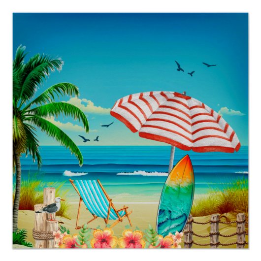 Poster Vacances d'été sur la plage, Détente (Devant)