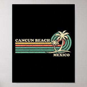 Poster Vacances d'été vintage Retro Mexico Cancun Beach