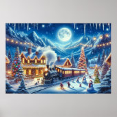 Poster Vacances d'hiver Express peinture de train (Devant)