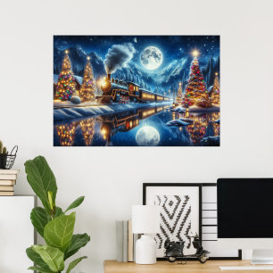 Poster Vacances d'hiver Express peinture de train
