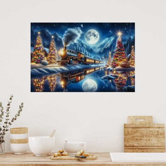 Poster Vacances d'hiver Express peinture de train (Cuisine)