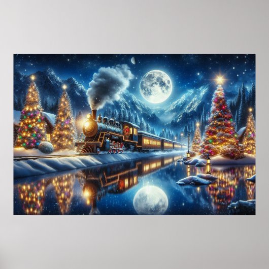 Poster Vacances d'hiver Express peinture de train (Devant)