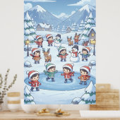 Poster Vacances d'hiver petits enfants portant des mantea (Cuisine)