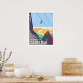 Poster Vacances en Autriche, téléphérique, voyage vintage (Cuisine)