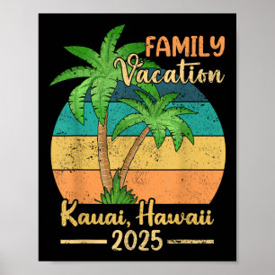 Poster Vacances en famille à Kauai Hawaii Plage Été 2025