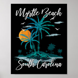 Poster Vacances en famille coucher de soleil rétro Caroli