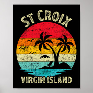 Poster Vacances en famille Vintage Rétro Virgin Island St