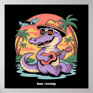 Poster Vacances en Floride Mignon Été Cool Alligator Drôl