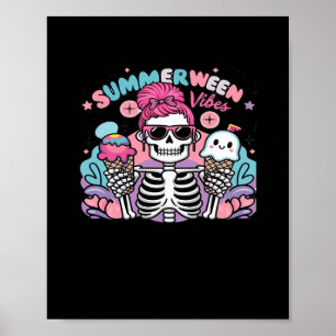 Poster Vacances été Summerween Vibes Skeleton IceCream