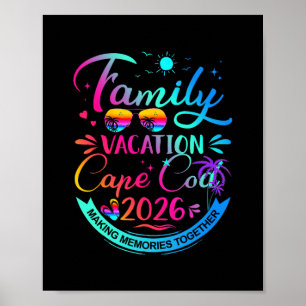 Poster Vacances familiales Cape Cod 2026 Cadeau Palmier