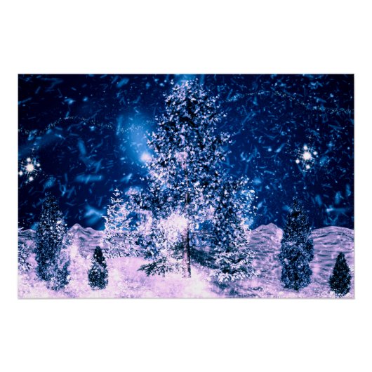 Poster vacances forêt bleue hivernale Noël (Devant)