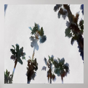 Poster Vacances Palmiers tropicaux Aquarelle artistique